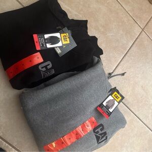 Caterpillar Trademark CAT Logo Hoodie Gray  Black Pullover M Medium New Workwear